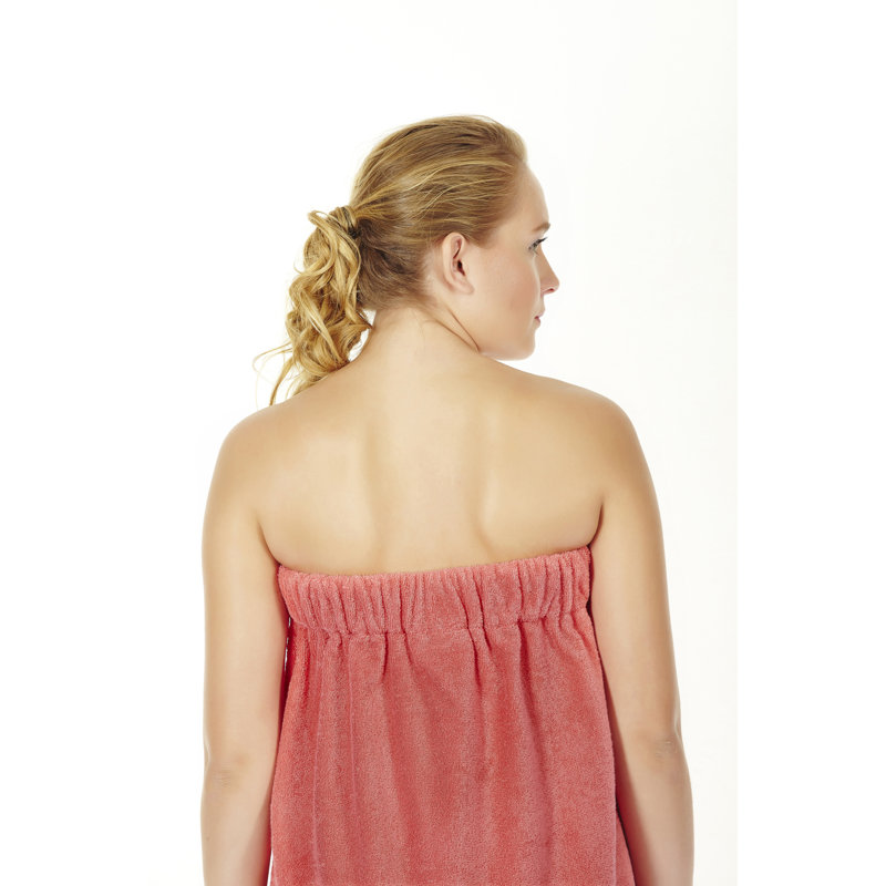 Peignoir au-dessus du genou 100% coton Emrick, L 59 po x l 30 po, Corail