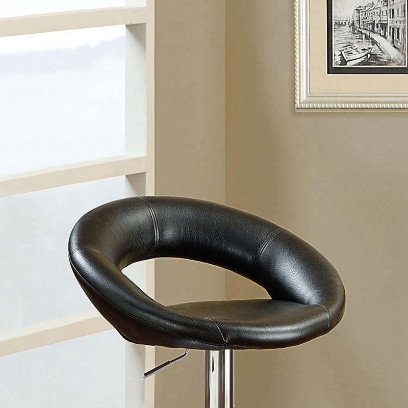 Bylnice Swivel Upholstered Adjustable Height Counter Stool with Metal Frame, Black