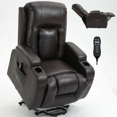 Infinite Position Up to 350 LBS Power Lift Recliner Chair for Elderly, Heavy Duty Motion Mechanism with 8-Point Vibration Massage and Lumbar Heating, USB Charging Port, Cup Holders