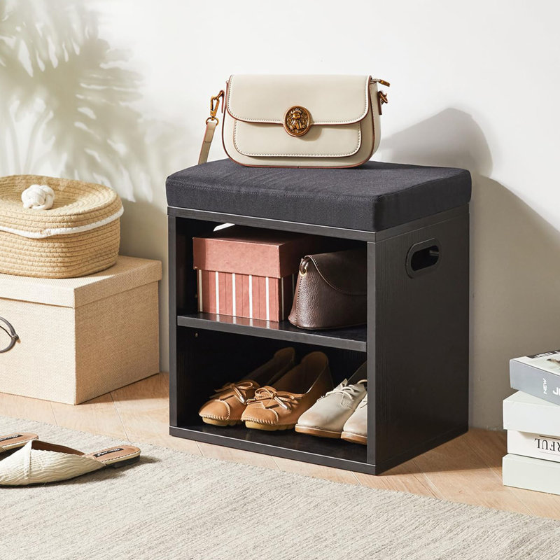 4 Pair Shoe Storage Bench, Black
