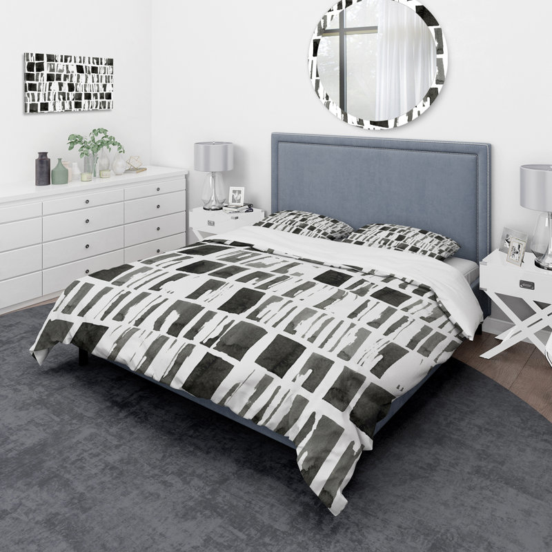 Abstrait briques monochromes - ensemble de housse de couette moderne - microfibre de polyester