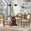Ensemble de salle à manger rétro 5 pièces avec table extensible et 4 chaises rembourrées pour une expérience culinaire élégante-1129730006