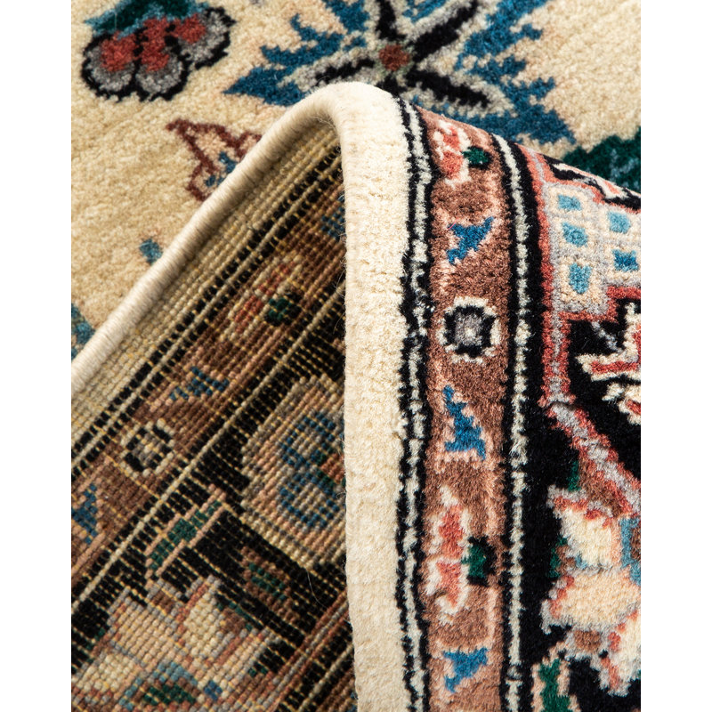 Hayner One-of-a-Kind Hand-Knotted New Age 2'6" x 14' Runner Wool Area Rug in Ivory/Blue/Red