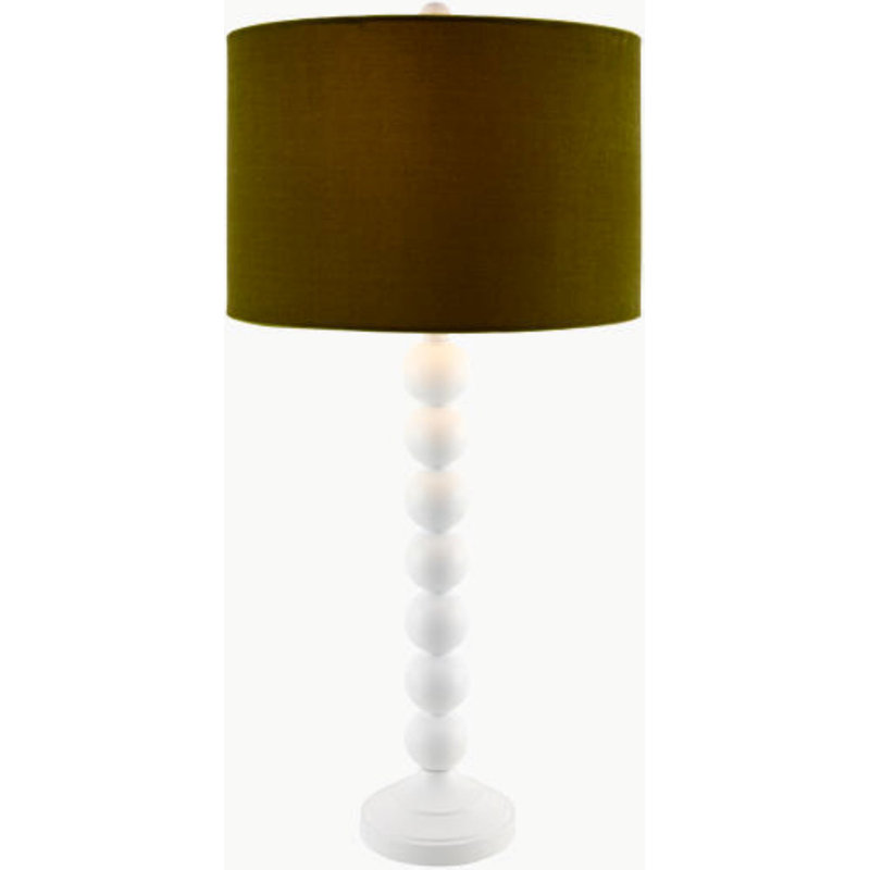 Elaine Table Lamp, White, Green, 32" H x 15" W x 20" D