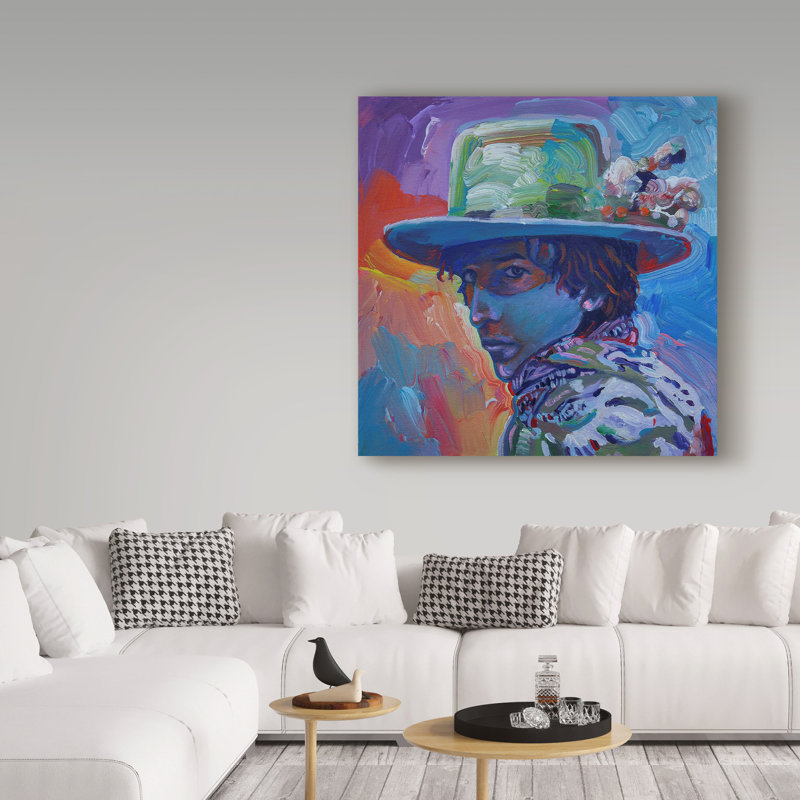 « bob dylan s », reproduction sur toile tendue, H 14 po x l 14 po x P 2 po