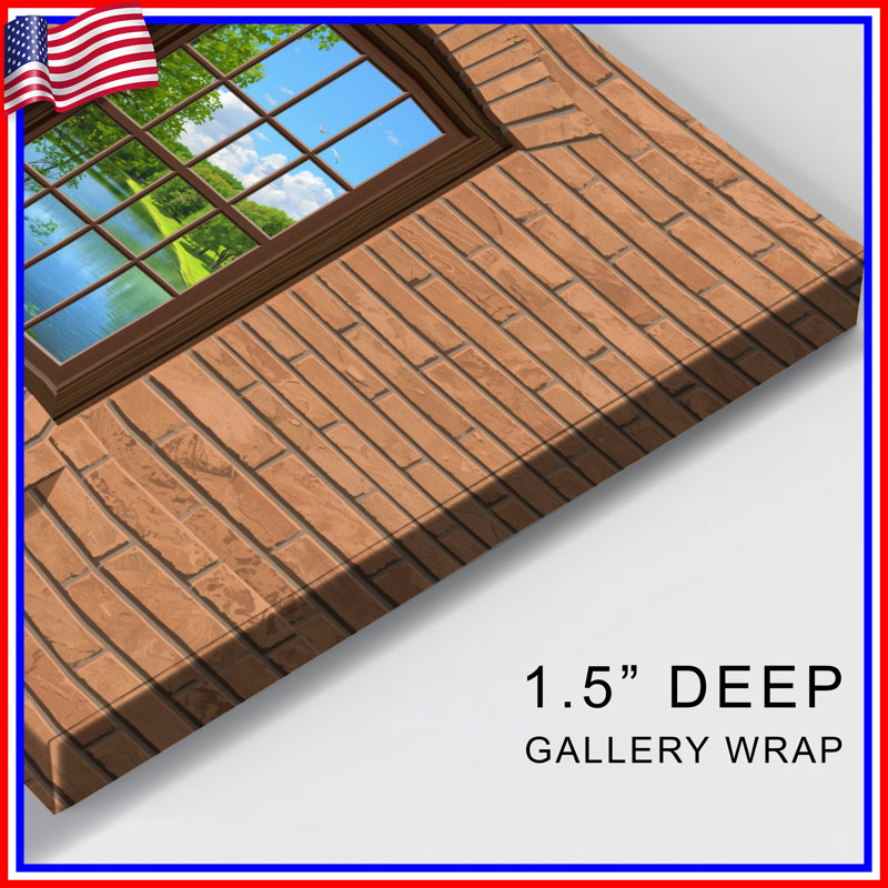 Brick Wall Window Canvas Gallery Wrap in Many Sizes, 12 x 12 inches