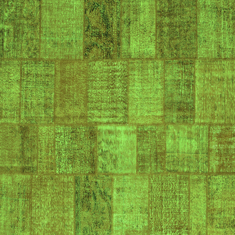 Tapis contemporains vert lavable à la machine 942, Carré 8 pi