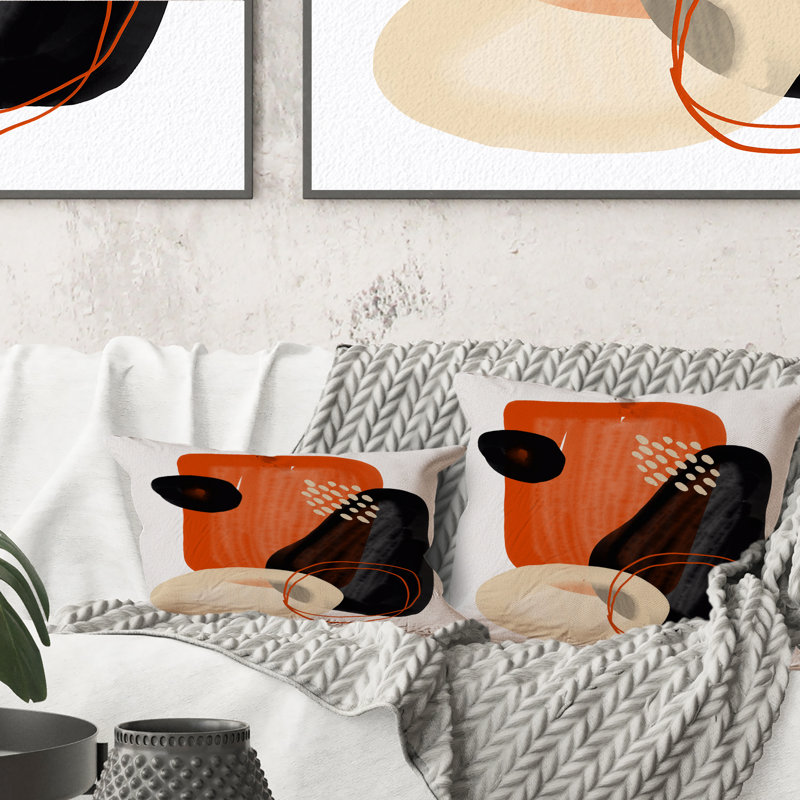 Minimal Abstract Shapes With Polka Dot Cloud I - Coussin décoratif imprimé moderne