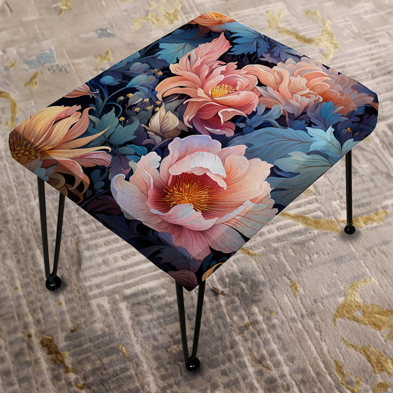 Pink Enchanted Forest Floral Pattern - Floral Rectangle Ottoman