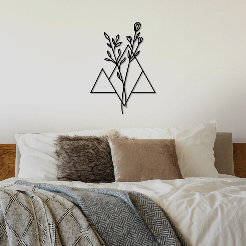 Accessoire mural élégant en métal, finition noire, 19,7 po x 13,8 po | 100% métal, épaisseur: 0,06 pouce | Léger à 0,33 lb, facile à suspendre | Parfait pour la décoration intérieure et les intérieurs modernes