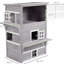 Chaton de 3 étages, maison de chat d'extérieur en gris, plancher surélevé, portes de secours et plateformes de saut d'intrigue