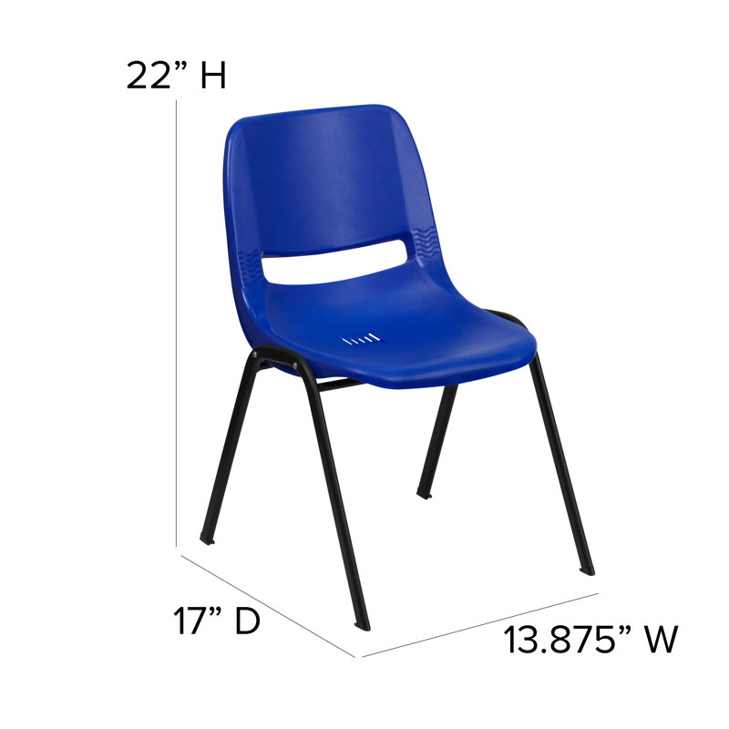 Navy and Black Metal Ergonomic Stackable Kid's Chair
