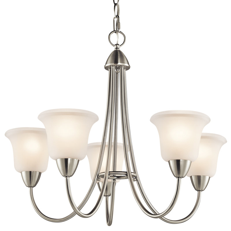 Lustre traditionnel à 5 lumières Nicholson, Nickel brossé