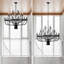Lustre industriel noir 24 lumières pour salle à manger / cuisine
