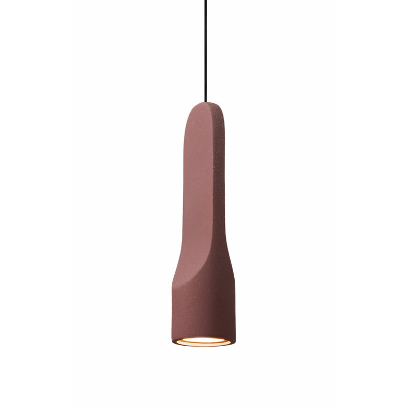 Parga Ceramic Pendant, 12.8" H x 3.5" W x 3.5" D, Burgundy, No