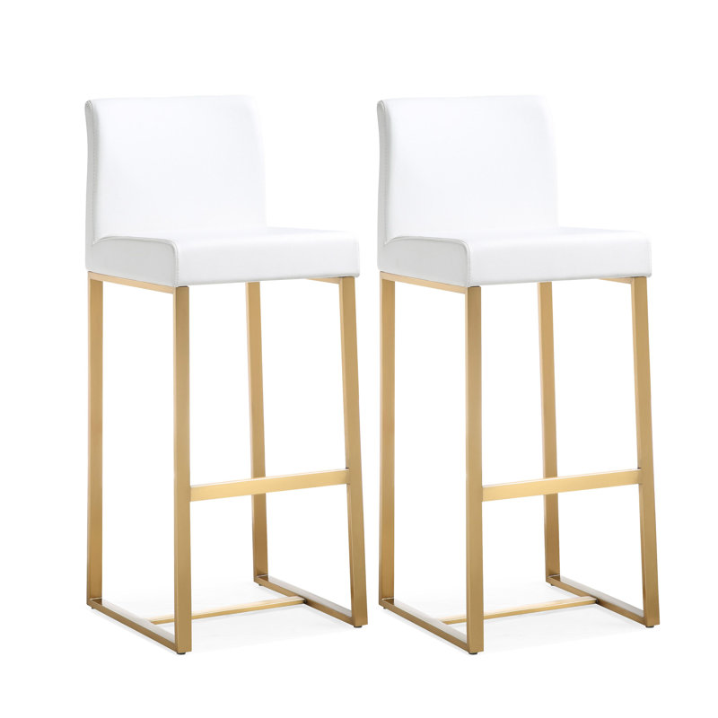 Tabouret Orville, Blanc, Tabouret (assise de 30,7 po de hauteur), Doré