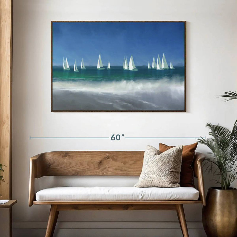 Port de plaisance, 46 po x 31 po, Cadre flottant noyer