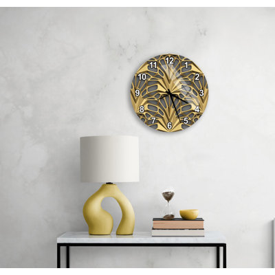 Gold Geometric Wall Clock, Modern Abstract Home Decor, Luxury Tempered Glass Silent Wall Art Piece for Living Room Decor