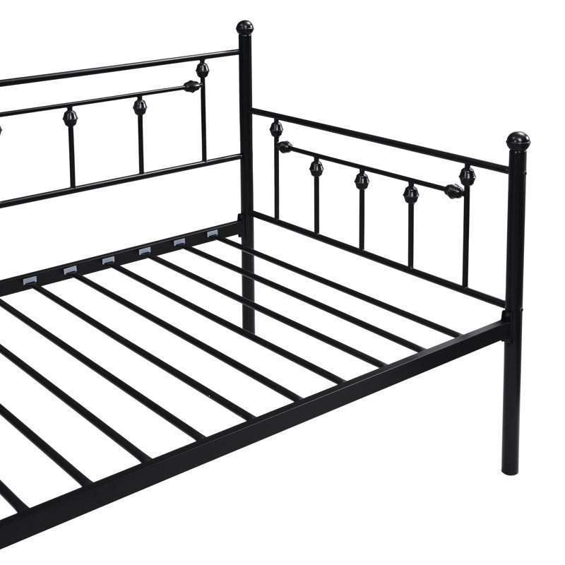 Daybed With Trundle In Black - Modern Design For Space Enhancement, Metal Frame Durability, Quiet And Peaceful Resting Place, Easy Assembly Kit, No Box Spring Needed, Holds 250/350 Lbs Efficiency,