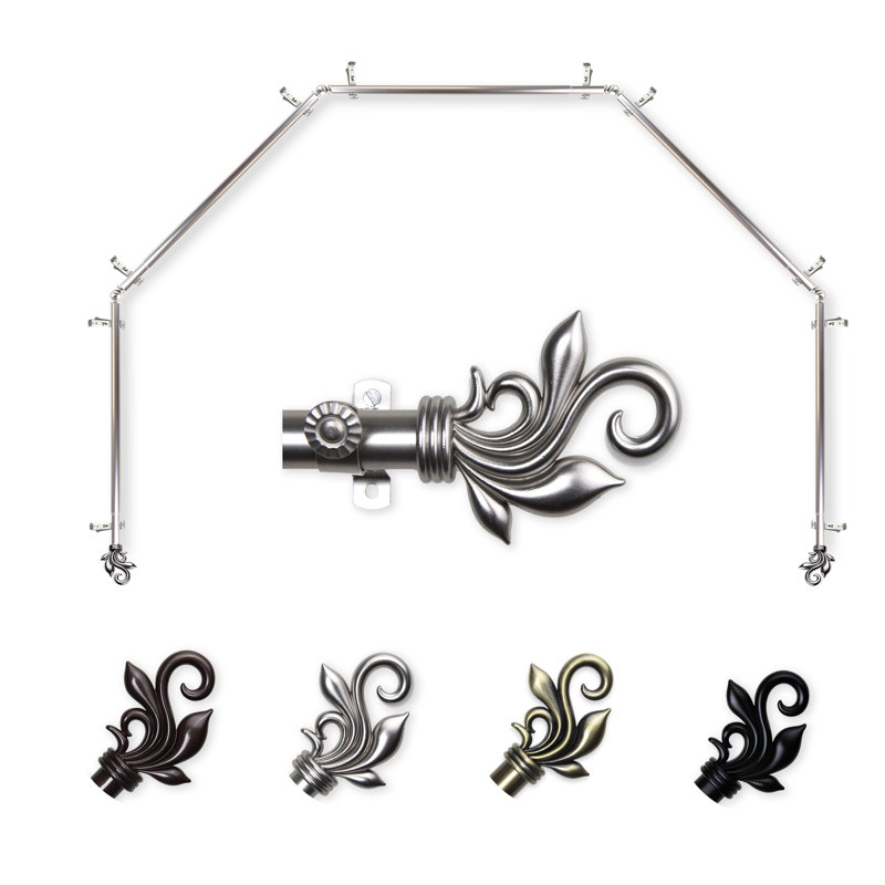 Tringle à rideaux simple à 5 faces pour fenêtre Rexford, Nickel satiné, 28 à 48 po (de chaque côté)
