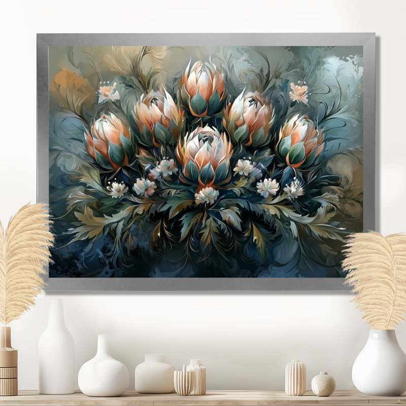 «Gray Winter Thistle Song Harmony I - Thistle», art encadré, H 12 po x l 20 po, Floater Framed, Argent argent