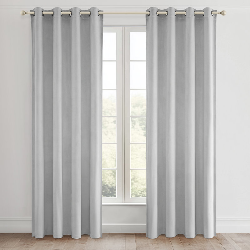 Ike Velvet Solid 80% Blackout Grommet Curtain Panels, Thermal Insulated Soundproof Drapes (Set of 2), 52" W x 84" L
