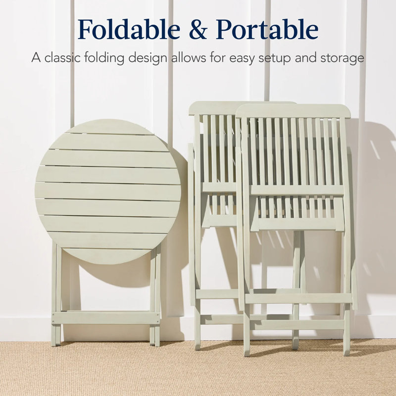 Wood Bistro Set, Sage Green