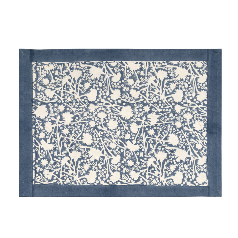 Meadows 100% Cotton Rectangle Placemats, Blue