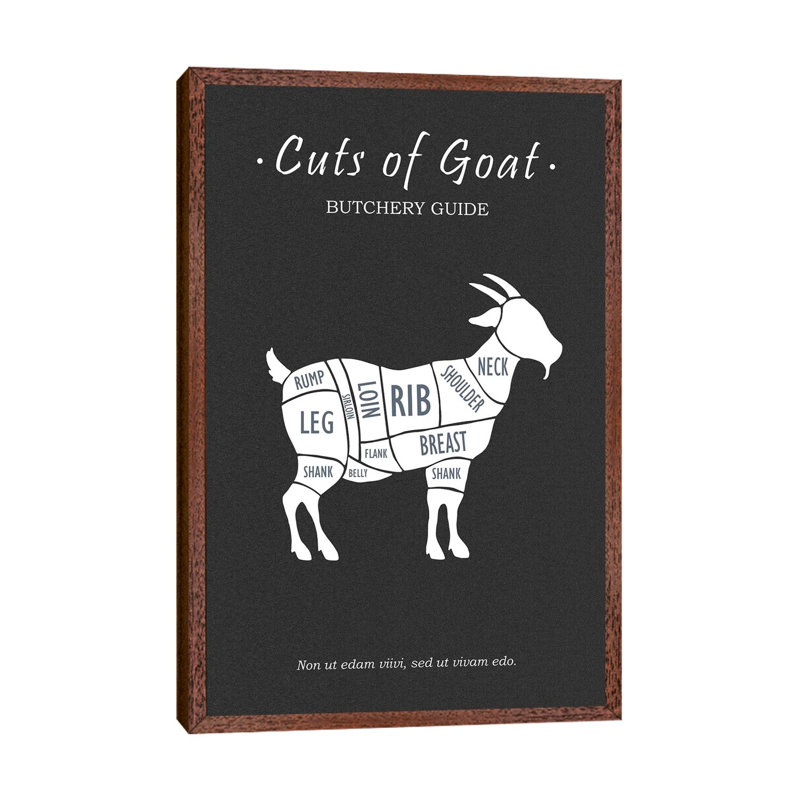 Butchery Goat by Mark Rogan - Print on Canvas, Classic Brown Wood Framed, 66.04cm H x 45.72cm W x 3.81cm D