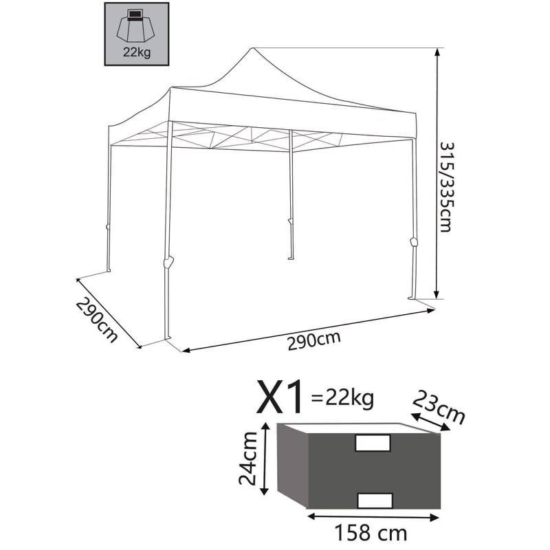 Audis 2.9m x 2.9m Steel Pop-Up Gazebo, Green