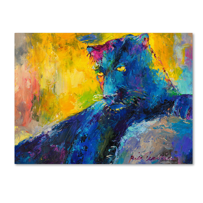 « black panther », impression sur toile, H 14 po x l 19 po x P 2 po, Pas de tapis, Toile tendue