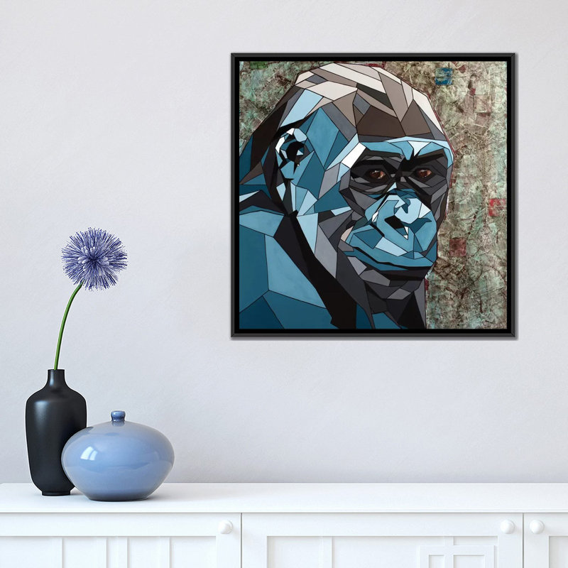 « ishmael » par daas, impression sur toile tendue, H 18 po x l 18 po x P 1,5 po, Toile avec cadre noir, Blanc