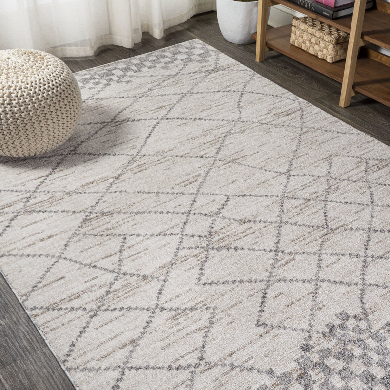Coddington Moroccan Modern Diamond Light Gray Rug, Rectangle 4' x 6'