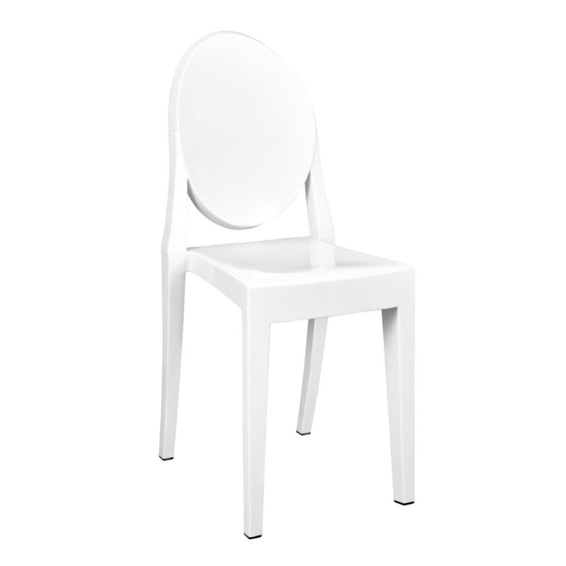 Ensemble de 3 chaises Victoria en résine avec dossier ovale, Blanc