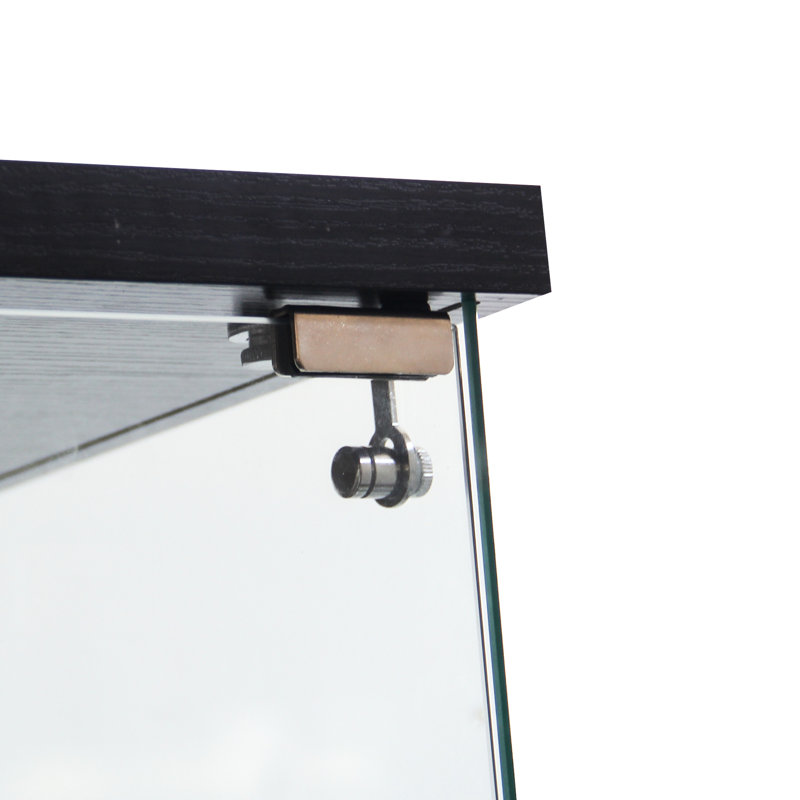 Très grande vitrine noire en verre avec 4 tablettes pour le bureau, pouvant accueillir des figurines, du vin, du whisky, du verre trempé de 5 mm, une structure en bois massif à 4 tablettes en construction, une bascule en métal
