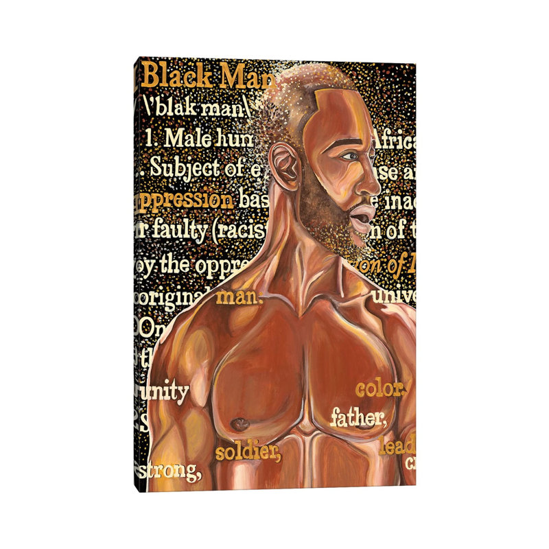 Black Man-impression d’art graphique, Pas de tapis, H 26 po x l 18 po x P 1,5 po, Toile tendue