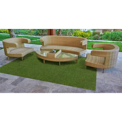Verdant Vista Lushscape Green 7.5 ft x 10 ft Pre-Cut Rug Artificial Turf Indoor/Outdoor Pet Friendly