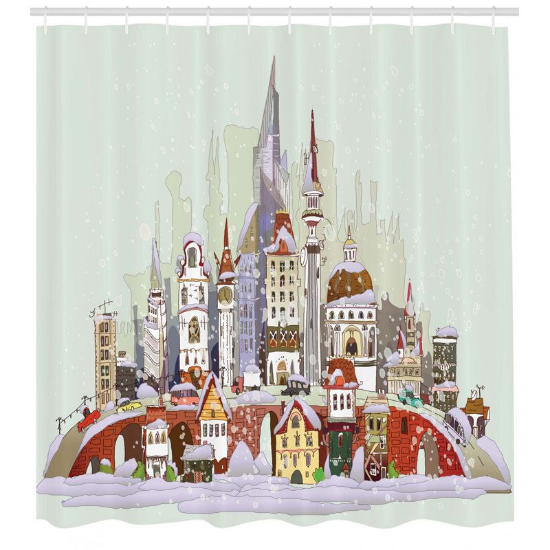 Shower Curtain with Hooks Included, 75" H x 69" W