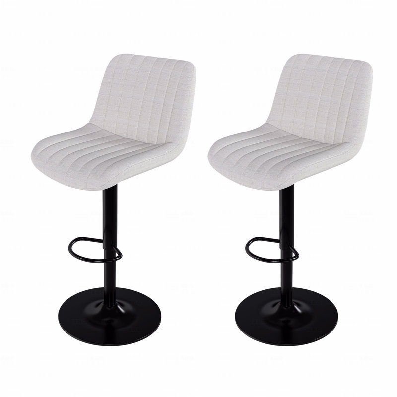 Tabourets de bar pivotants à hauteur réglable (35,03 à 43,7 pouces), dossier et tissu tricoté doux, Beige