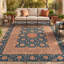 Tapis Rosalind traditionnel à motif floral intégral, bleu sarcelle, or et crème, lavable en machine, antidérapant, à poils courts, pour l'intérieur et l'extérieur, adapté aux animaux domestiques, idéal pour le salon, la chambre, la salle à manger, l'entrée, le couloir ou le bureau.-1927990285