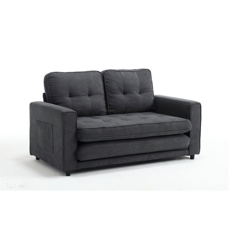 Causeuse convertible moderne en velours, lit escamotable, compacte pour les petits espaces et les appartements, facile à assembler