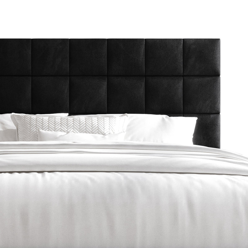 Cheneka Upholstered Unfinished Platform Bed, Black, Queen
