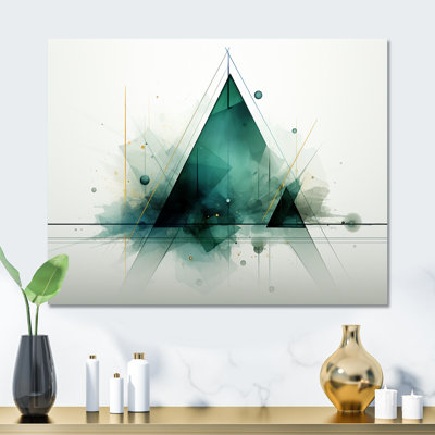«Green Abstract Echoes Of Piramid V», art mural géométrique en métal MT137457