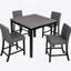 Ensemble de table 5 pièces à hauteur de comptoir avec 4 chaises, ensemble de table à hauteur de comptoir pour 4 avec chaises, ensemble de table à hauteur de comptoir en bois pour la cuisine, la salle à manger, gris clair et noir deux tons