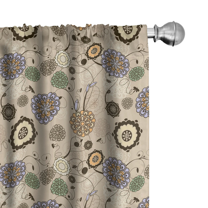 Floral Semi-Sheer Rod Pocket Sliding Panel, 28" x 95"