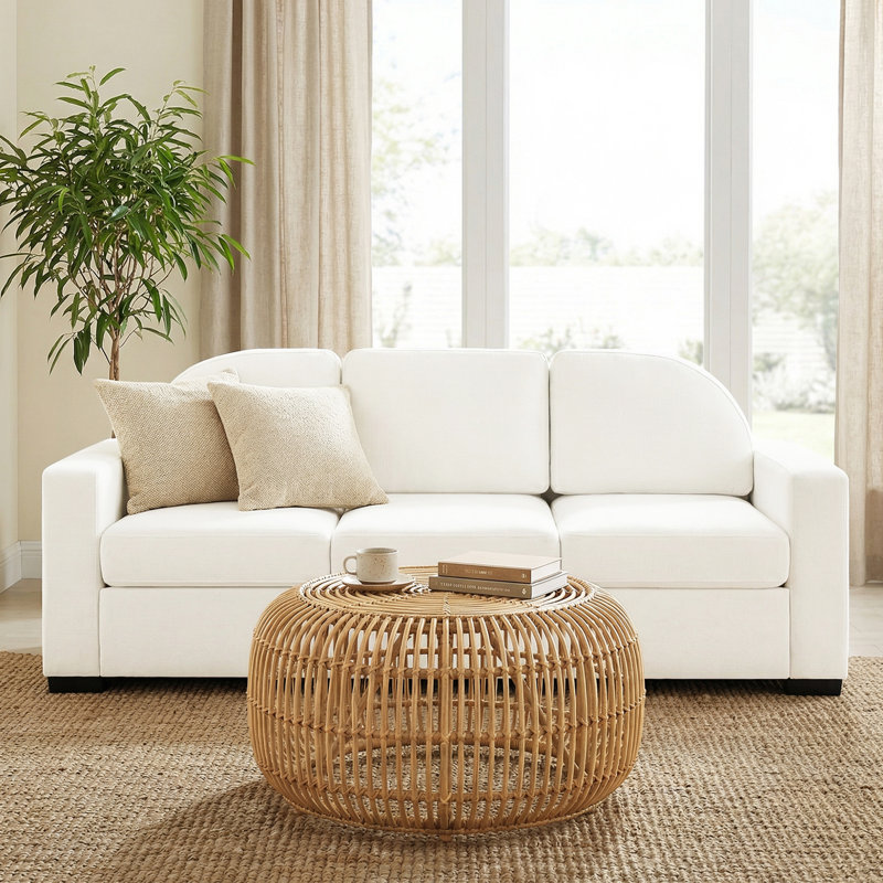 Modern 3-seater Sofa ,Couch  Upholstered Sofa with Curved Backrest for Living Room or Small Space, Beige