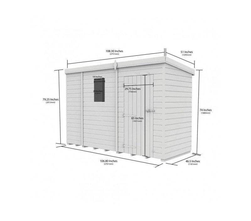 9x4 Pent Composite Shed
