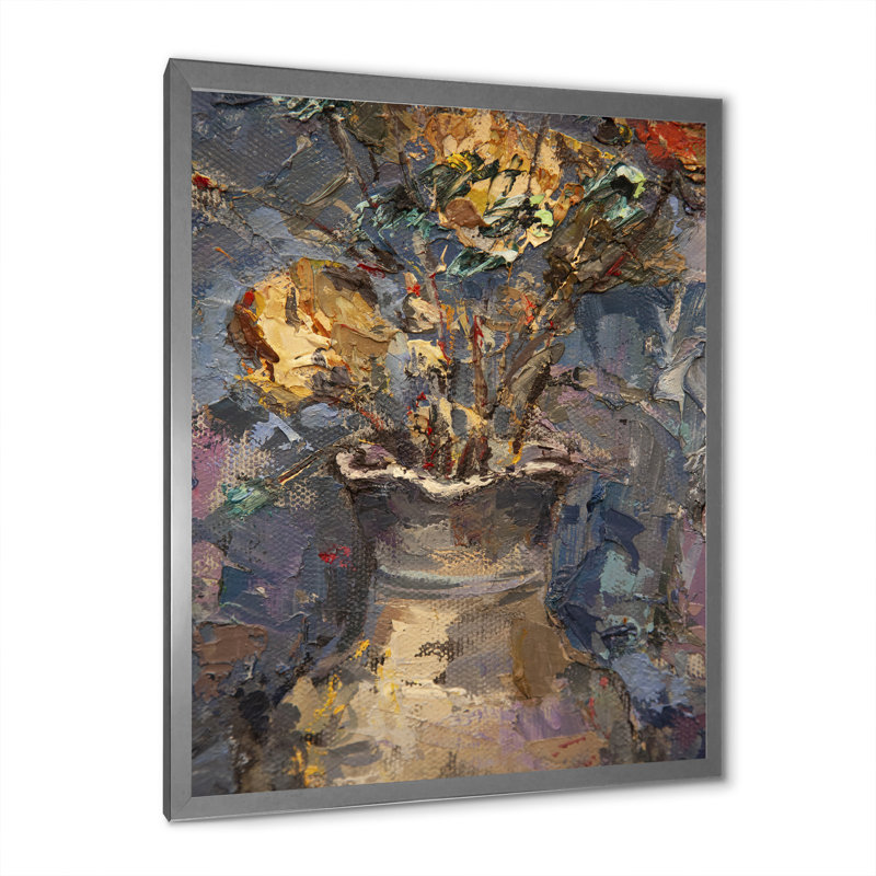 Pittoresque bouquet de nature morte rétro II - peinture, H 40 po x l 30 po x P 1,5 po, Toile avec cadre photo argenté