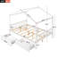 Lit plateforme double en bois pleine grandeur avec deux tiroirs, tête de lit, pied de lit et toit pour enfants, blanc