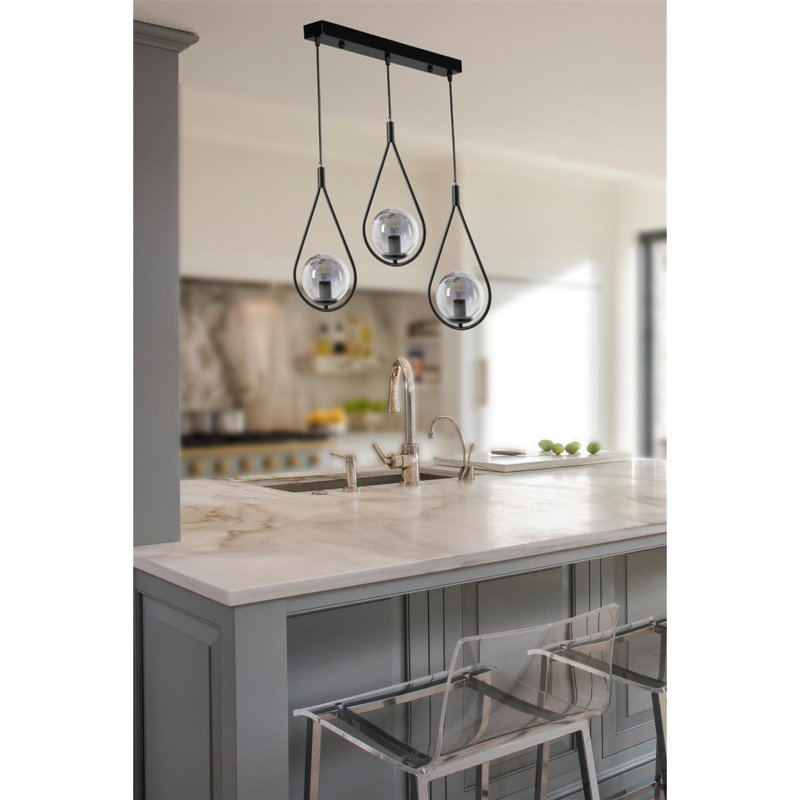 Xochitl 3 - Light Kitchen Island Pendant, Black, Smoke